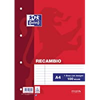 Oxford Recambio de rayas para carpeta A4- 100 hojas- 90 g- con margen